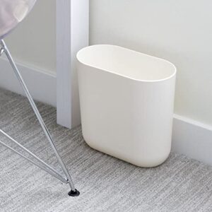 iDesign Recycled Plastic Slim Oval Waste Basket, The Cade Collection – 10.625” x 5.5” x 9.75”, Coconut
