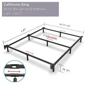 EMODA 7 Inch California King Bed Frames Base for Box Spring and Mattress, 9 Legs Heavy Duty Metal Bedframe Tool-Free and Easy Assembly, Black