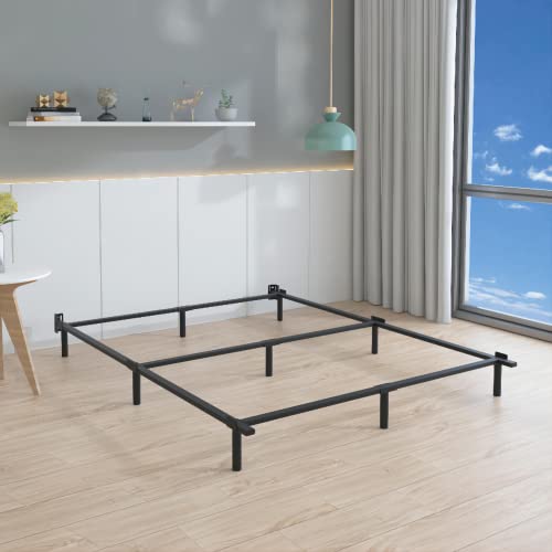 EMODA 7 Inch California King Bed Frames Base for Box Spring and Mattress, 9 Legs Heavy Duty Metal Bedframe Tool-Free and Easy Assembly, Black