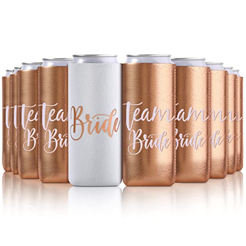 Bachelorette Slim Can Cooler Sleeves for Bridal Party 13 Pcs Bride Can Cooler Skinny Can Sleeves for Bachelorette Party Favor Bridal Shower Wedding Party Favors