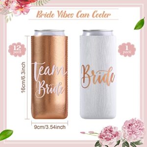 Bachelorette Slim Can Cooler Sleeves for Bridal Party 13 Pcs Bride Can Cooler Skinny Can Sleeves for Bachelorette Party Favor Bridal Shower Wedding Party Favors