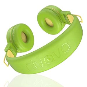 NIVAVA Kids Headphones, K8 Wired Headphones for Kids with Adjustable Headband 3.5 MM Jack for School, Foldable On-Ear Headset for Girls Boys Kindle Tablet Cellphones Airplane Travel (Green Yellow)