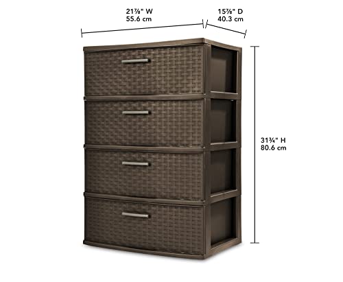 SCULPY Wide Weave Tower Espresso,4 Drawer