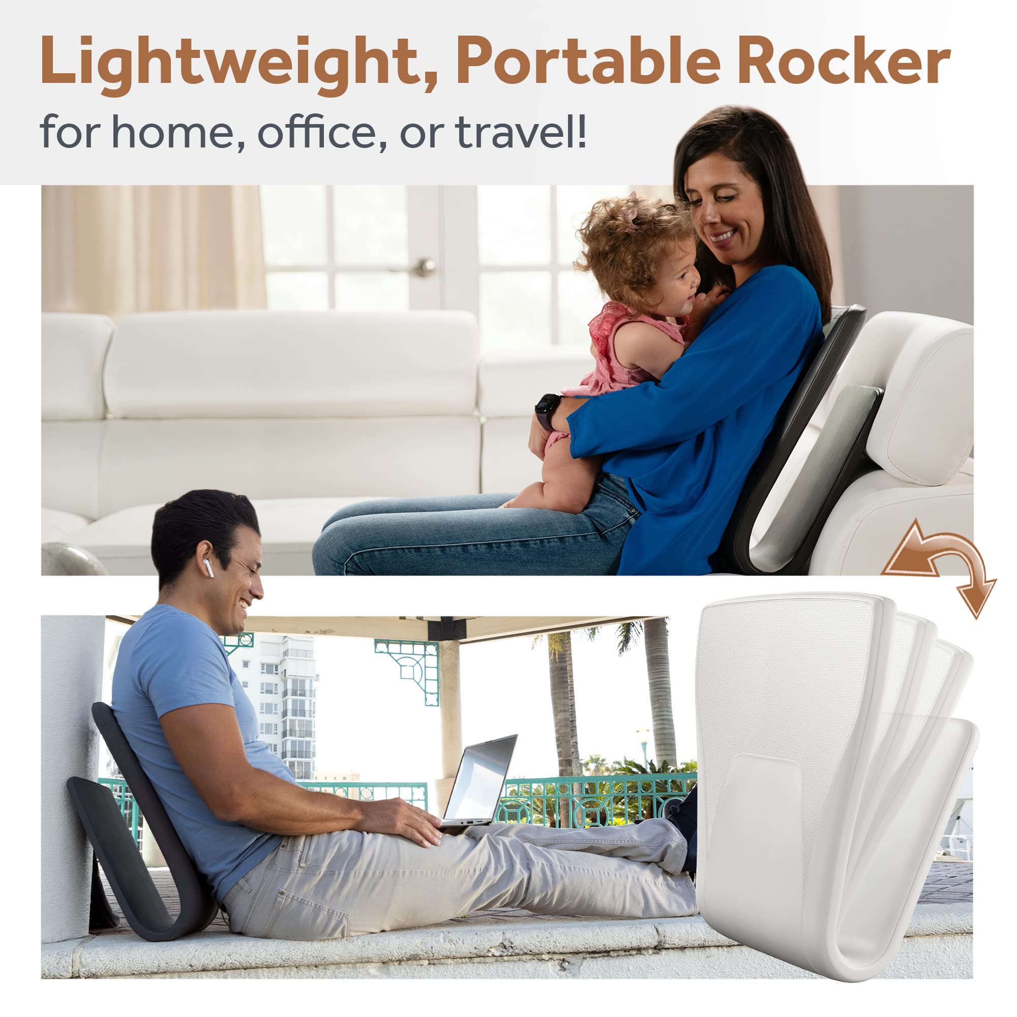 READY ROCKER Portable Rocking-Chair - Ideal for Nursery Furniture, Home-Office-Chair-Outdoor-Use, Travel for Moms, Dads, Seniors - Replaces Need for Glider - Baby Registry-Shower Gift | Cloud
