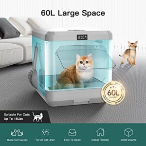 Smart Odor Removal Cat Litter Box, Covered Kitty Litter Box Extra Large Space, Enclosed Litter Box with Lid for Multiple Indoor Cats, Easy Clean, and Assemble, Includes Scoop and Mat