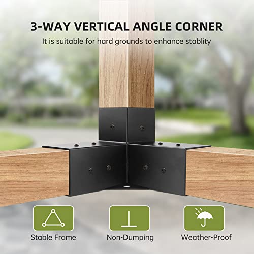 Grehitk Pergola Kit, Pergola Brackets 3-Way Right Angle Corner Bracket Woodworks DIY Post Base Kit, Wooden Beams for Gazebos, Patio Pergolas, Log Cabin Outdoor Pergola Hardware for 4x4 Lumber