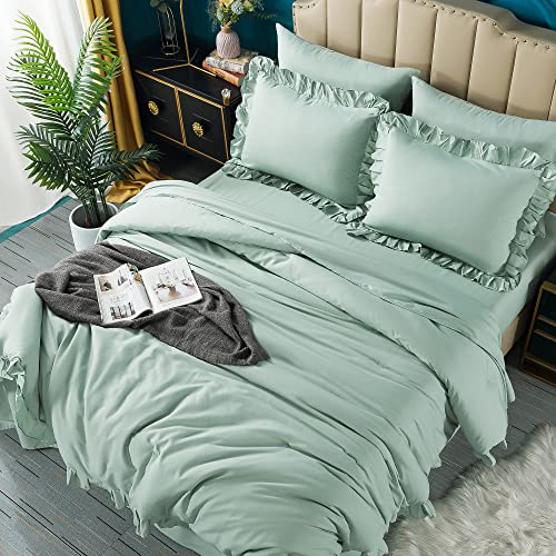 Andency Sage Green Comforter Set Queen, 7 Pieces Bed in A Bag Queen, All Season Bedding Comforter Set, Lightweight and Soft Microfiber Bed Set with Comforters, Sheets, Pillowcases & Shams