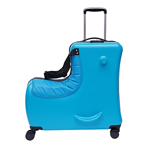24" Ride-on Kids Suitcase, Horse-shaped Travel Rolling Luggage with Wheels Carry Trolley Luggage with Password Lock,Children's Trojan Ride On Trolley Luggage for Children's Day Gift,Festival Gift