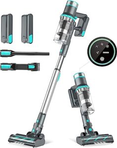 belife cordless vacuum cleaner, 2 battery stick vacuum with max 80mins runtime,
