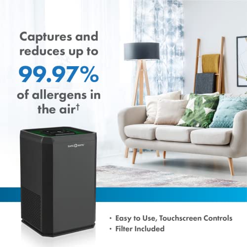 Safe-Mate Air Purifiers Covers 210 SQFT [19.5M2] [True H13 HEPA Filter] [3 in 1 Filtration] Air Purifier with Touchscreen Control & Sleep Mode - Remove 99.97% Allergens, Odors, Smoke, Dust - Black