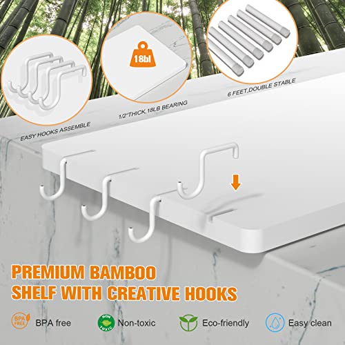 JayRex Bathroom Organizer Countertop Bathroom Shelf, 3 Tier Corner Shelf Adjustable Bamboo Organizer for Bathroom Counter, Make Up, Dresser Table, Desktop Shelf (White)