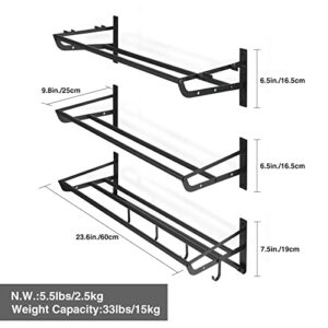 Lineslife Wall Mount Sports Equipment Storage Rack,3 Shelf Separate Garage Ball Organizer for School,Gym,Home