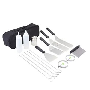 amazon basics 15-piece stainless steel barbeque griddle accessories set with carry bag