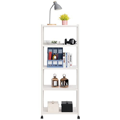 MATICO 5 Tier 27 Inch Metal Storage Shelf Unit, Heavy Duty Standing Storage Shelving Rack, Large Capacity Utility Garage Storage Organizer, White