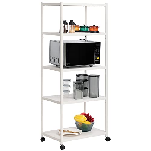 MATICO 5 Tier 27 Inch Metal Storage Shelf Unit, Heavy Duty Standing Storage Shelving Rack, Large Capacity Utility Garage Storage Organizer, White