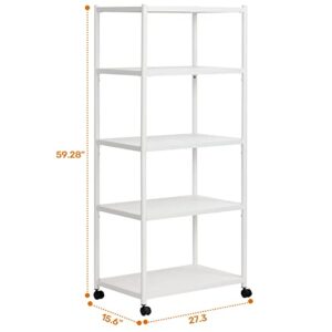 MATICO 5 Tier 27 Inch Metal Storage Shelf Unit, Heavy Duty Standing Storage Shelving Rack, Large Capacity Utility Garage Storage Organizer, White