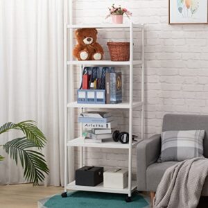 MATICO 5 Tier 27 Inch Metal Storage Shelf Unit, Heavy Duty Standing Storage Shelving Rack, Large Capacity Utility Garage Storage Organizer, White