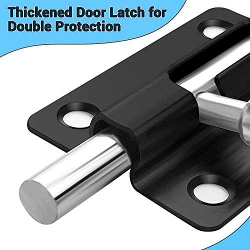 Door Lock Latch Locks Slide - 2 Pack Keyless Entry Slide Locks for Inside Outside Door, Door Barrel Bolt Door Latch Thickened Heavy Duty Steel, Easy to Install Gate, Slide Latch Lock with 12 Screws