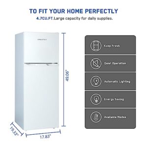 Frestec 4.7 CU' Refrigerator, Mini Fridge with Freezer, Compact Refrigerator, Small Refrigerator with Freezer, Top Freezer, Adjustable Thermostat Control, Door Swing, White (FR 472 WH)