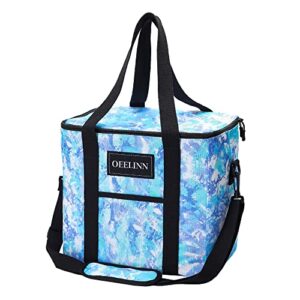 oeelinn -large soft insulated cooler bag, portable collapsible, waterproof, lightweight, with padded shoulder strap for picnic, camping, grocery shopping, travel