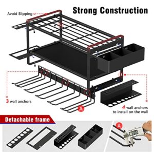 CHAMUTY Power Tool Organizer Wall Mount - Efficient Storage Rack for Garage with Drill Bit Holder and Tool Box Organizer for Men Dad Father Day Gift