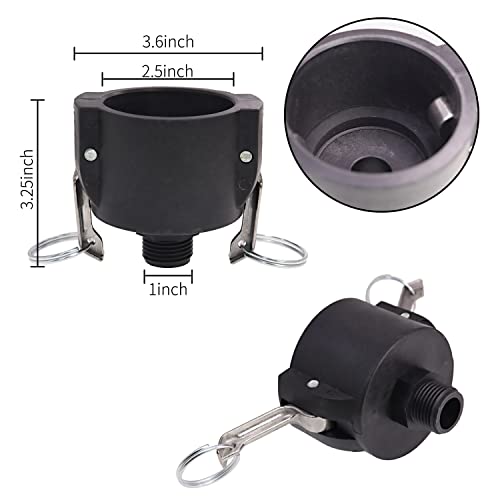 EDOBLUE 275 330 Gallon IBC Tote Tank Drain Adapter Fittings 2" Cam Lock x Garden Hose Food Grade