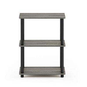 Furinno Turn-N-Tube No Tool 3-Tier Storage Shelf, Narrow, Espresso/Black & (99557GYW/BK) Turn-N-Tube 4-Tier Multipurpose Shelf Display Rack - French Oak Grey/Black