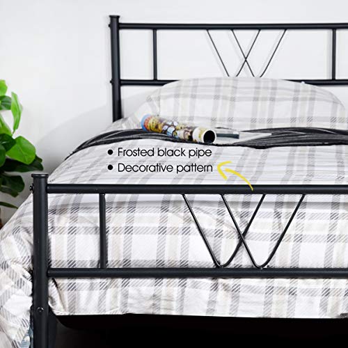 Homy Casa Inc Twin Size Bed Frame Platform Metal with Headboard/Underbed Storage/Steel Slats, Heavy-Duty Mattress Foundation for Bedroom, No Box Spring Needed, Tool-Free Assembly, Black