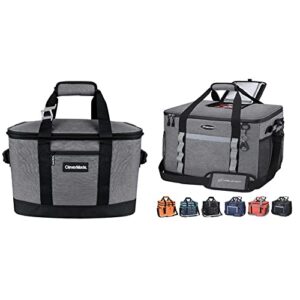clevermade collapsible cooler bag, heather grey/black & maelstrom collapsible soft sided cooler - 75 cans extra large lunch cooler bag insulated leakproof camping cooler, grey