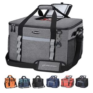 CleverMade Collapsible Cooler Bag, Heather Grey/Black & Maelstrom Collapsible Soft Sided Cooler - 75 Cans Extra Large Lunch Cooler Bag Insulated Leakproof Camping Cooler, Grey