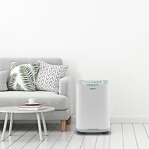 Nuwave OxyPure ZERO Smart Air Purifier, Large Area up to 2,002 Sq Ft, Dual 4-Stage Air Filtration, Adjustable 30°, 60°, 90° Vents, Washable & Reusable Filters for ZERO Waste & Replacements, White