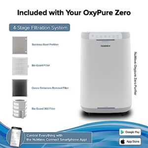 Nuwave OxyPure ZERO Smart Air Purifier, Large Area up to 2,002 Sq Ft, Dual 4-Stage Air Filtration, Adjustable 30°, 60°, 90° Vents, Washable & Reusable Filters for ZERO Waste & Replacements, White