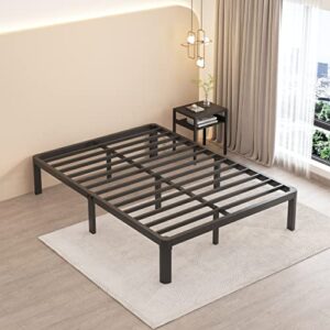 MAF 14 Inch Queen Metal Platform Bed Frame with Round Corner Legs, 3000 LBS Heavy Duty Steel Slats Support, Noise Free, No Box Spring Needed, Easy Assembly