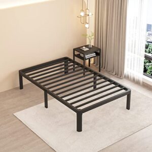 maf 14 inch twin metal platform bed frame with round corner legs, 3000 lbs heavy duty steel slats support, noise free, no box spring needed, easy assembly
