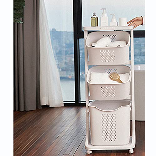 3 Tier Sorter Clothes Storage Organizer Rolling Cart Shelf Laundry Hamper Basket Bathroom Multi-layer Clothes Storage Basket Simple Storage Shelf Kitchen Shelf Fruit Stand