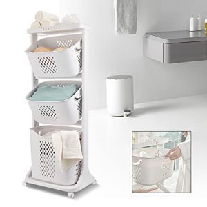 3 Tier Sorter Clothes Storage Organizer Rolling Cart Shelf Laundry Hamper Basket Bathroom Multi-layer Clothes Storage Basket Simple Storage Shelf Kitchen Shelf Fruit Stand