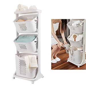 3 Tier Sorter Clothes Storage Organizer Rolling Cart Shelf Laundry Hamper Basket Bathroom Multi-layer Clothes Storage Basket Simple Storage Shelf Kitchen Shelf Fruit Stand