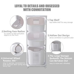 3 Tier Sorter Clothes Storage Organizer Rolling Cart Shelf Laundry Hamper Basket Bathroom Multi-layer Clothes Storage Basket Simple Storage Shelf Kitchen Shelf Fruit Stand