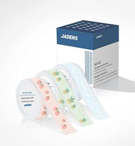 jadens l12 label maker tape, continous 0.59inx18.04ft thermal laminated waterproof self-adhesive multipurpose labeling tape replacement, 3 pack(patterned), not compatible with d110