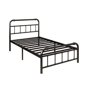 THEOCORATE Twin XL Bed Frame,with Headboard and Footboard,14 Inch High 2500lbs Metal Platform with Storage,No Box Spring Needed,Noise Free,Anti-Slip,Easy Assembly,Black