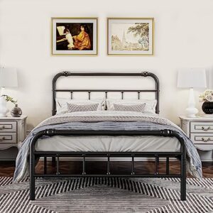 theocorate twin xl bed frame,with headboard and footboard,14 inch high 2500lbs metal platform with storage,no box spring needed,noise free,anti-slip,easy assembly,black