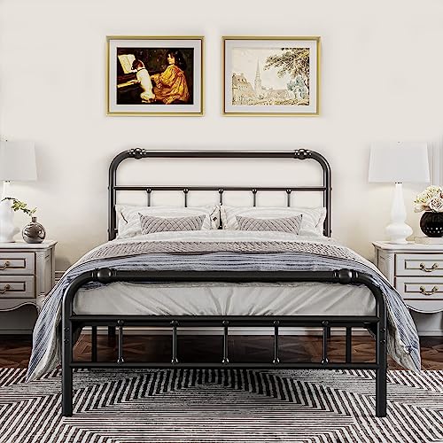 THEOCORATE Twin XL Bed Frame,with Headboard and Footboard,14 Inch High 2500lbs Metal Platform with Storage,No Box Spring Needed,Noise Free,Anti-Slip,Easy Assembly,Black