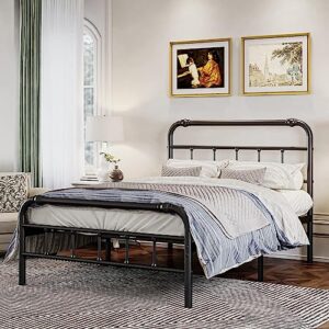 THEOCORATE Twin XL Bed Frame,with Headboard and Footboard,14 Inch High 2500lbs Metal Platform with Storage,No Box Spring Needed,Noise Free,Anti-Slip,Easy Assembly,Black