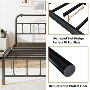 THEOCORATE Twin XL Bed Frame,with Headboard and Footboard,14 Inch High 2500lbs Metal Platform with Storage,No Box Spring Needed,Noise Free,Anti-Slip,Easy Assembly,Black