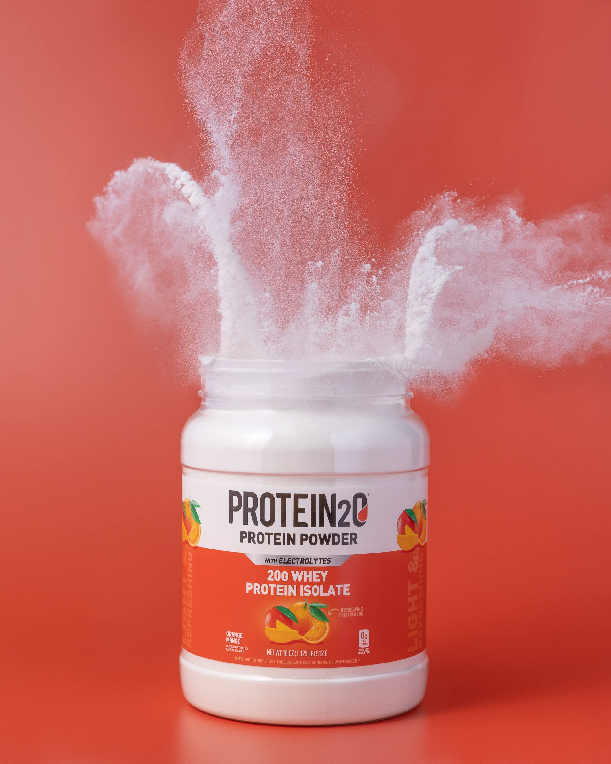 Protein2o 20g Whey Protein Isolate Powder Tub, Low Carbs, Sugar Free, Plus Electrolytes, Orange Mango, 16 Servings, 1.4 pounds