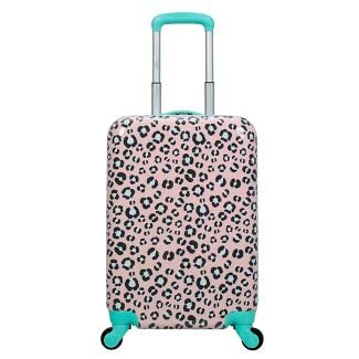 CRCKT Kids Hardside Spinner Animal Print,Lightweight, Pink and Mint Green, Carry-On 21-Inch