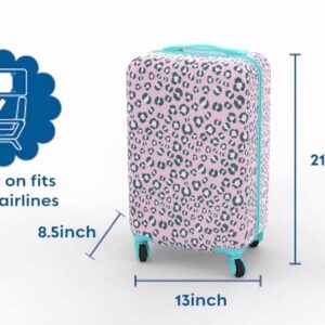 CRCKT Kids Hardside Spinner Animal Print,Lightweight, Pink and Mint Green, Carry-On 21-Inch