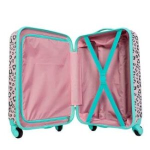 CRCKT Kids Hardside Spinner Animal Print,Lightweight, Pink and Mint Green, Carry-On 21-Inch