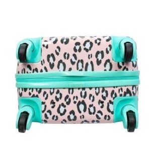 CRCKT Kids Hardside Spinner Animal Print,Lightweight, Pink and Mint Green, Carry-On 21-Inch