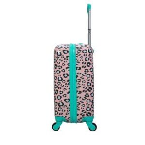 CRCKT Kids Hardside Spinner Animal Print,Lightweight, Pink and Mint Green, Carry-On 21-Inch